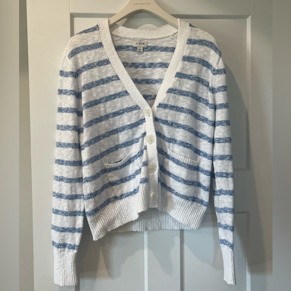 J Crew Striped beach cardigan sweater
